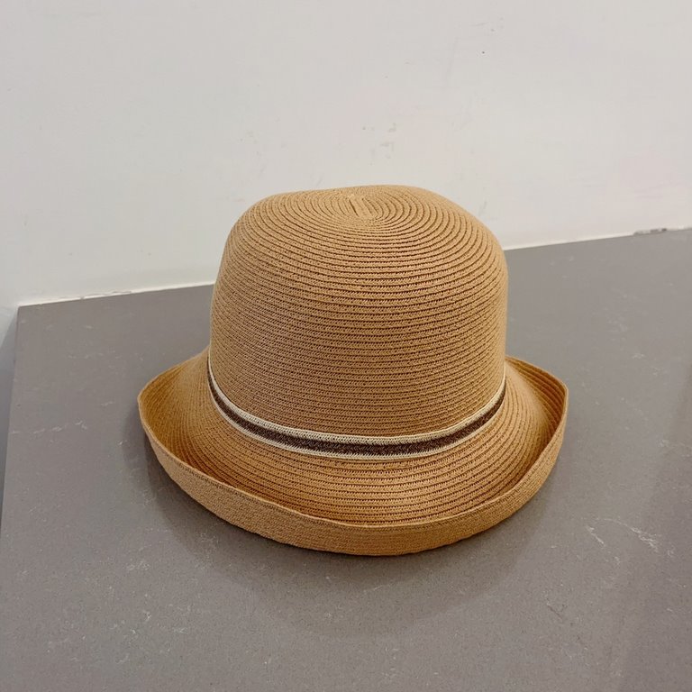 ￥Gucci Gucci New Straw Hat, Rolled Sun Hat, Black Khaki Two Colors, Head Circumference 57cm