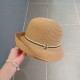 ￥Gucci Gucci New Straw Hat, Rolled Sun Hat, Black Khaki Two Colors, Head Circumference 57cm