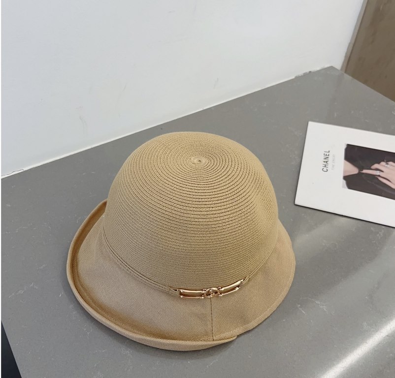 Gucci Gucci Straw Hat, Horseshoe Button Rolled Bowler Hat Foldable, Head Circumference 57cm