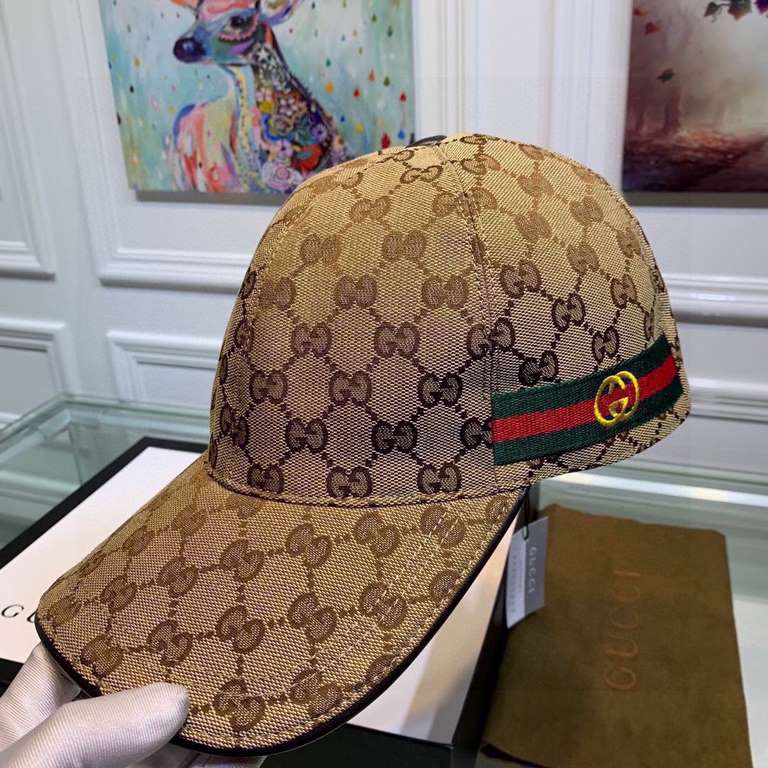 With box cloth bag, Gucci (Gucci) latest original single baseball cap, double G webbing. Counter 11 open mold customized, the highest version, the original canvas material   head cowhide, lightweight and breathable! In-k