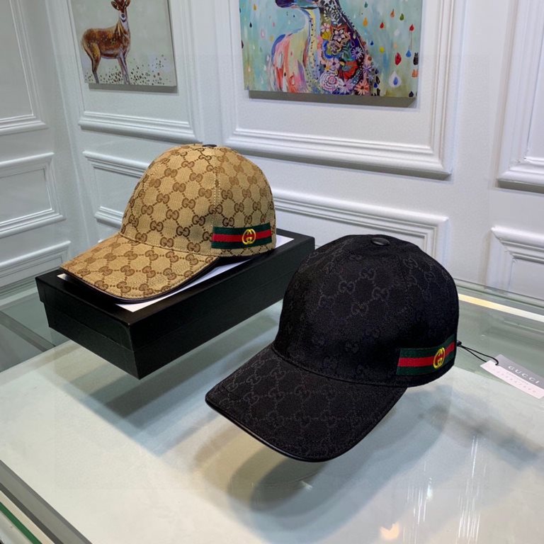 With box cloth bag, Gucci (Gucci) latest original single baseball cap, double G webbing. Counter 11 open mold customized, the highest version, the original canvas material   head cowhide, lightweight and breathable! In-k