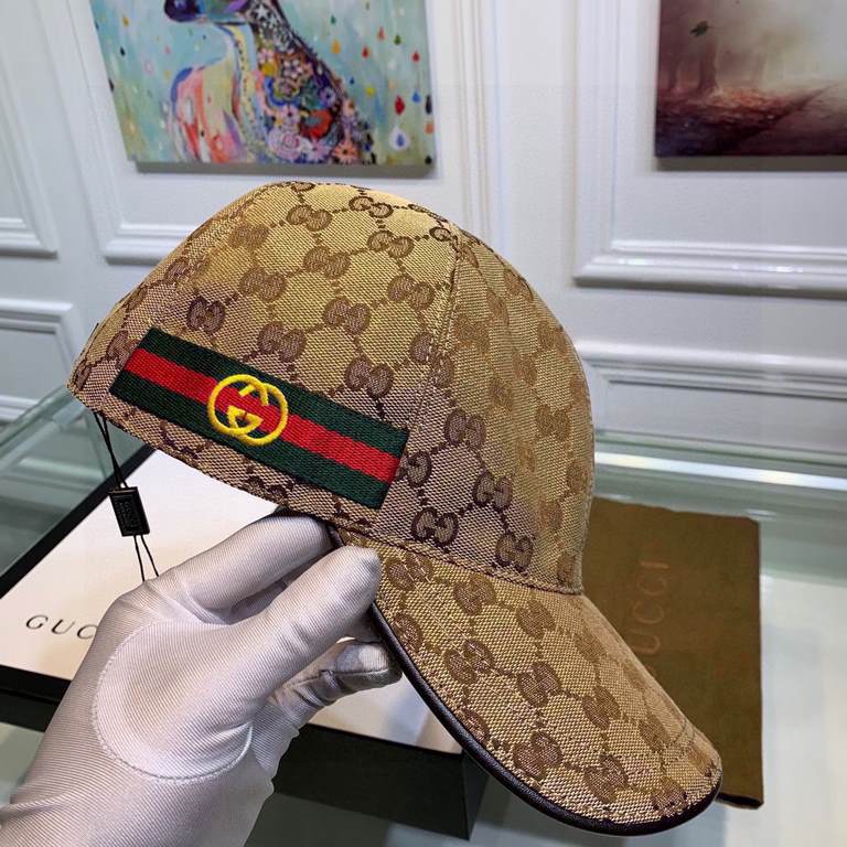 With box cloth bag, Gucci (Gucci) latest original single baseball cap, double G webbing. Counter 11 open mold customized, the highest version, the original canvas material   head cowhide, lightweight and breathable! In-k