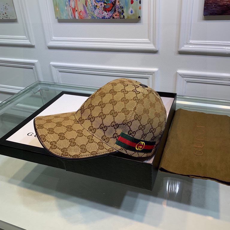 With box cloth bag, Gucci (Gucci) latest original single baseball cap, double G webbing. Counter 11 open mold customized, the highest version, the original canvas material   head cowhide, lightweight and breathable! In-k