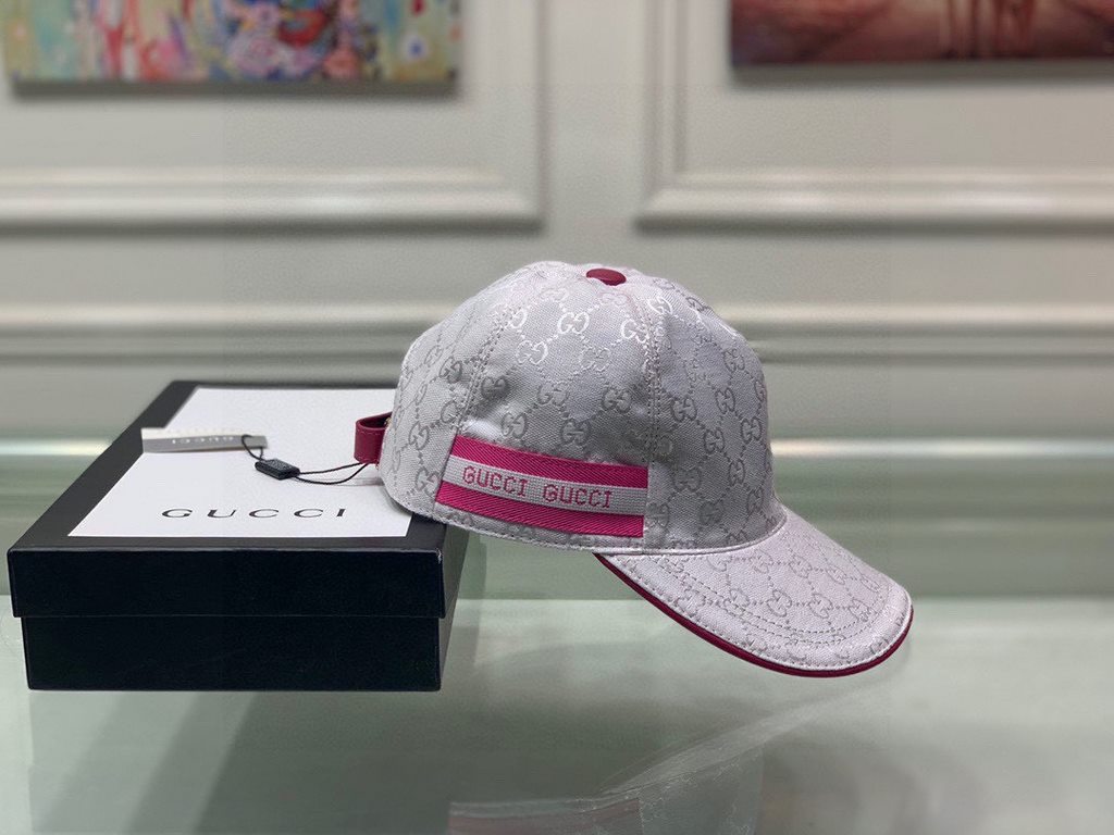 With box bag, Gucci (Gucci) classic original single baseball cap, logo webbing, 11 open mold customized, the original canvas material   head cowhide, the generation of the purchase of popular, men and women can be used w