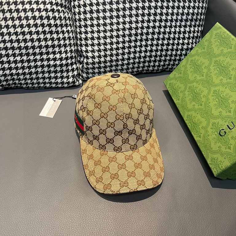 With box cloth bag, Gucci (Gucci) classic original single baseball cap, flowers webbing, counter 11 open mold customized, the highest version, the original canvas material   head layer cowhide, lightweight and breathable