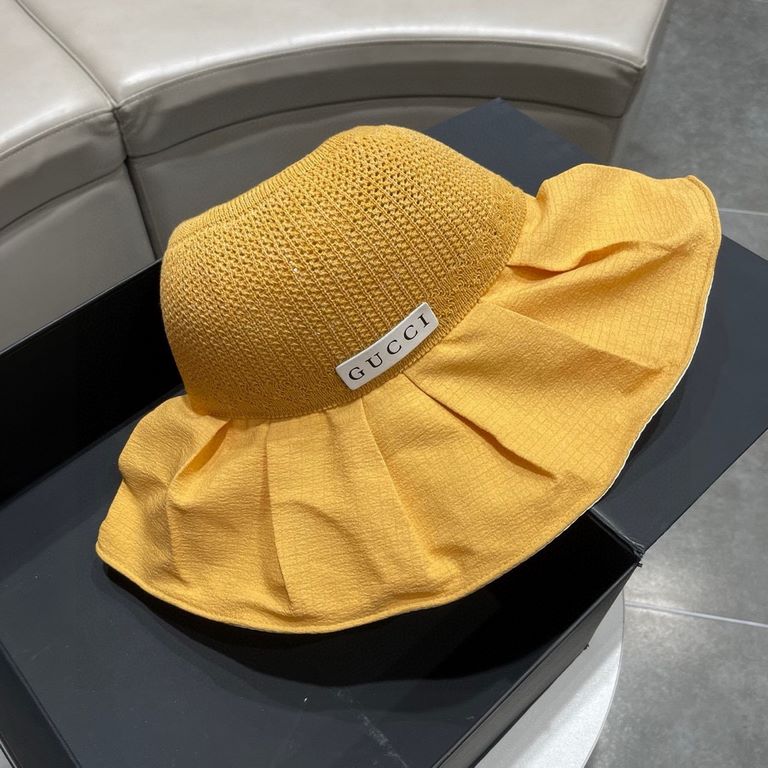 Gucci GUCCI 2023 spring and summer new anti-ultraviolet burst models counter synchronization counter models sun hat hollow cap, super convenient! Good ride! Out on the street must have