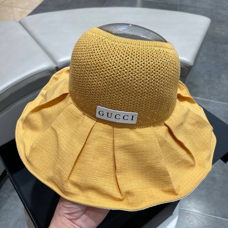 Gucci GUCCI 2023 spring and summer new anti-ultraviolet burst models counter synchronization counter models sun hat hollow cap, super convenient! Good ride! Out on the street must have