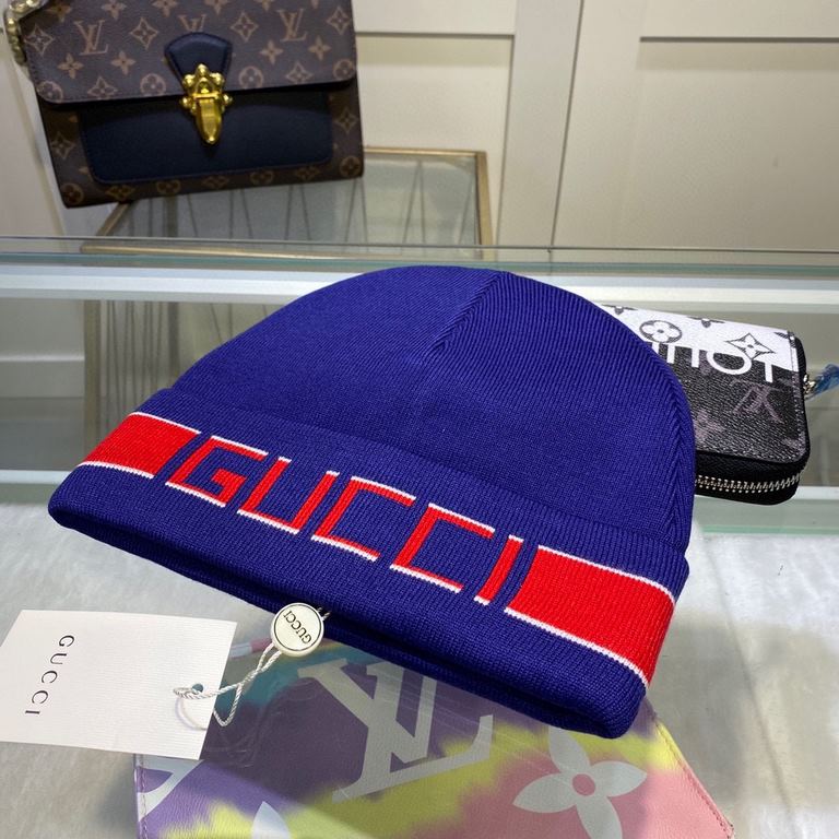 With dust bagGUCCI Gucci original single cap official website new hair band decorated double knit cap, love] [love] wool cashmere double layer cap    warm and stylish, simple and generous, more fashionable high-end atmos