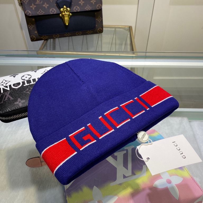 With dust bagGUCCI Gucci original single cap official website new hair band decorated double knit cap, love] [love] wool cashmere double layer cap    warm and stylish, simple and generous, more fashionable high-end atmos