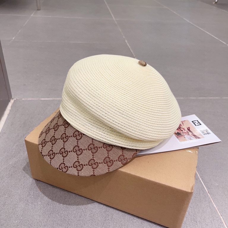 ￥Gucci Gucci New Duck Tongue Straw Hat, Haute Couture, Head Circumference 57cm