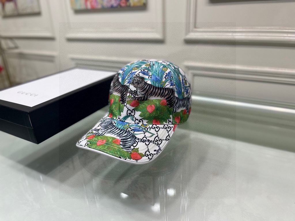 With box cloth bag, Gucci (Gucci) new original single baseball cap, jungle tiger, counter 11 open mold customized, original canvas material   head layer cowhide, cotton lining, lightweight and breathable! Awesome quality