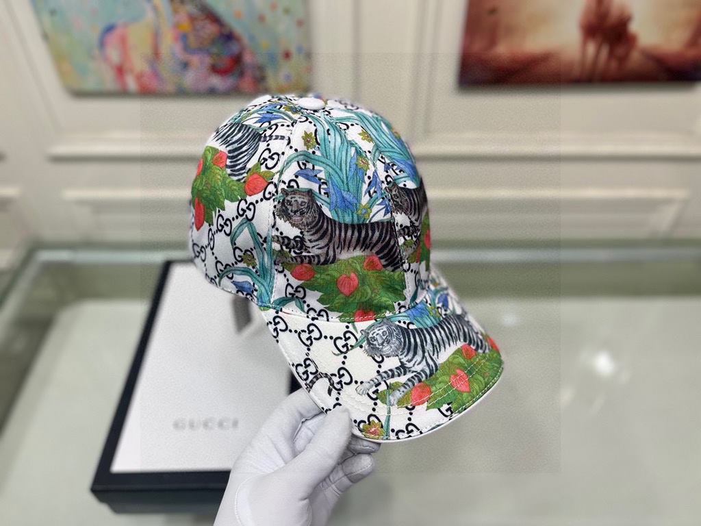 With box cloth bag, Gucci (Gucci) new original single baseball cap, jungle tiger, counter 11 open mold customized, original canvas material   head layer cowhide, cotton lining, lightweight and breathable! Awesome quality