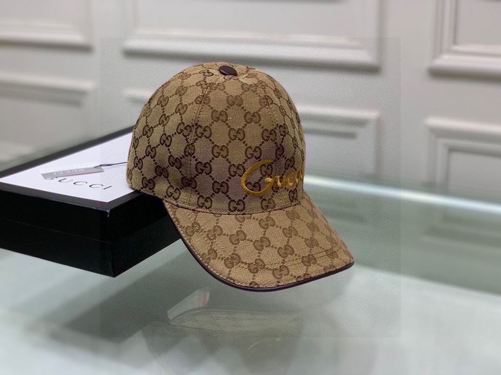 With box bag, Gucci (Gucci) new original single baseball cap, art word embroidery, 11 open mold customized, heavy embroidery, details comparable to the counter, the original canvas material   head layer cowhide, cotton l