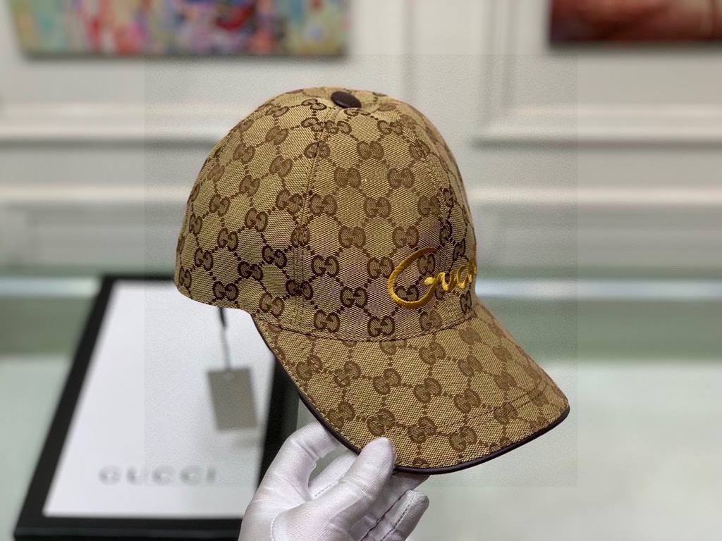 With box bag, Gucci (Gucci) new original single baseball cap, art word embroidery, 11 open mold customized, heavy embroidery, details comparable to the counter, the original canvas material   head layer cowhide, cotton l