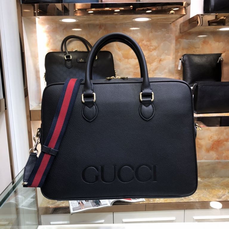 Model 85006-1Gucci-Gucci latest men's briefcase   original quality imported black lychee grain calfskin leather production Leather soft feel awesome noble hardware highlights the extraordinary personality design Business