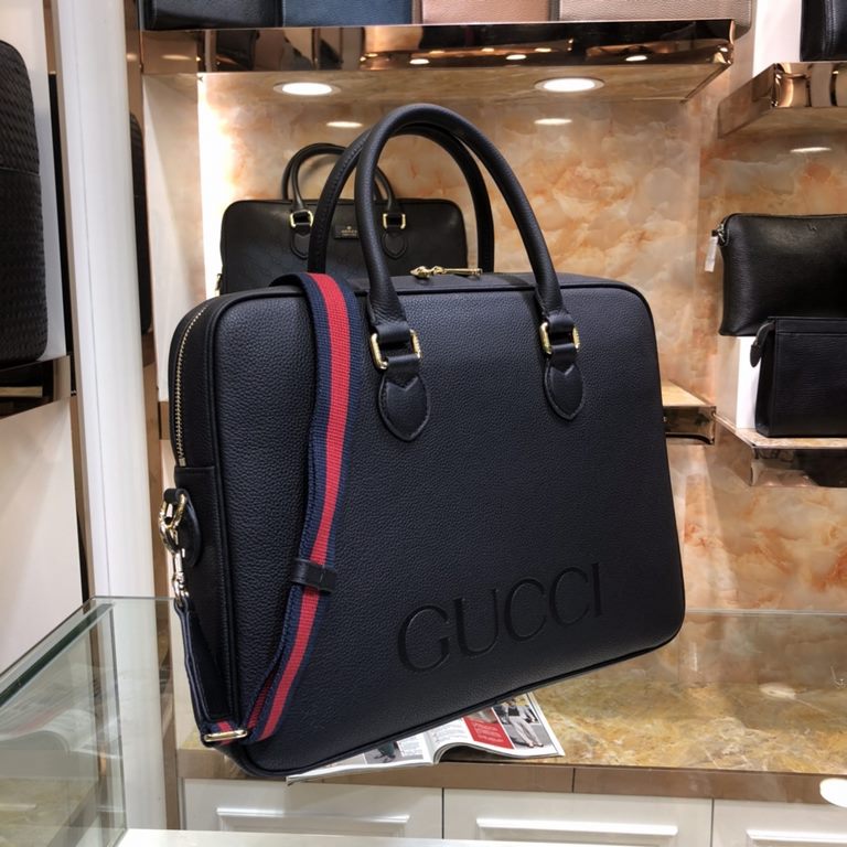 Model 85006-1Gucci-Gucci latest men's briefcase   original quality imported black lychee grain calfskin leather production Leather soft feel awesome noble hardware highlights the extraordinary personality design Business