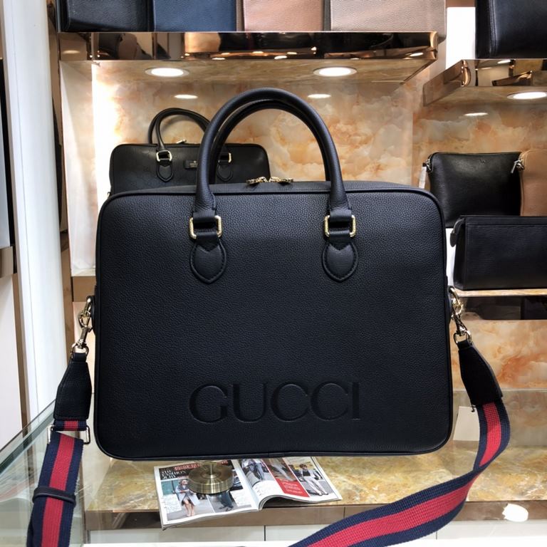 Model 85006-1Gucci-Gucci latest men's briefcase   original quality imported black lychee grain calfskin leather production Leather soft feel awesome noble hardware highlights the extraordinary personality design Business