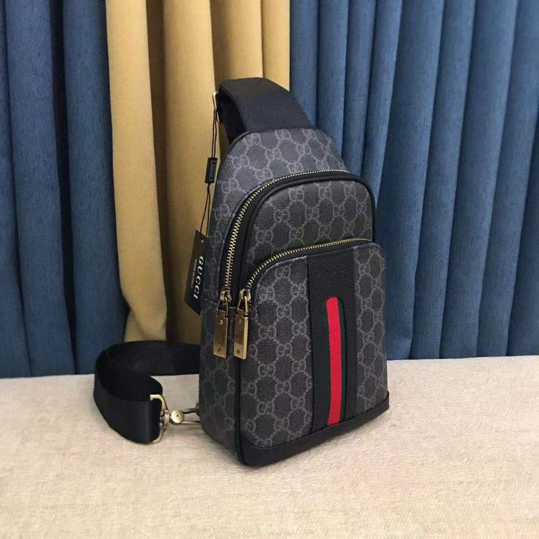 Original goods] Gucci GUCCI Chest BagSize 18-31-5Counter new    heavy hit version of the replica   original leather replica   leather super soft   oversized capacity   customized counter original hardware  smooth zipper 