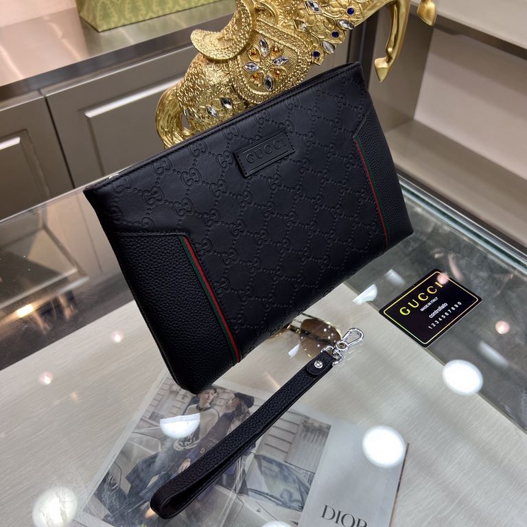 GUCCI Gucci The latest explosion of men's clutch bags, high-end imported double G flower leather Leather grain clear leather luster is excellent, leather feel soft and comfortable    perfect interpretation of the quality