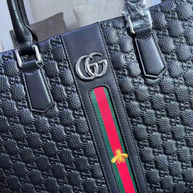 Exclusive  [Original Goods] Gucci Handheld BriefcaseModel 28082-5Size 39-28-7Counter new    Heavy hit replica   original leather replica   leather super soft   super large capacity   customized counter original hardware 