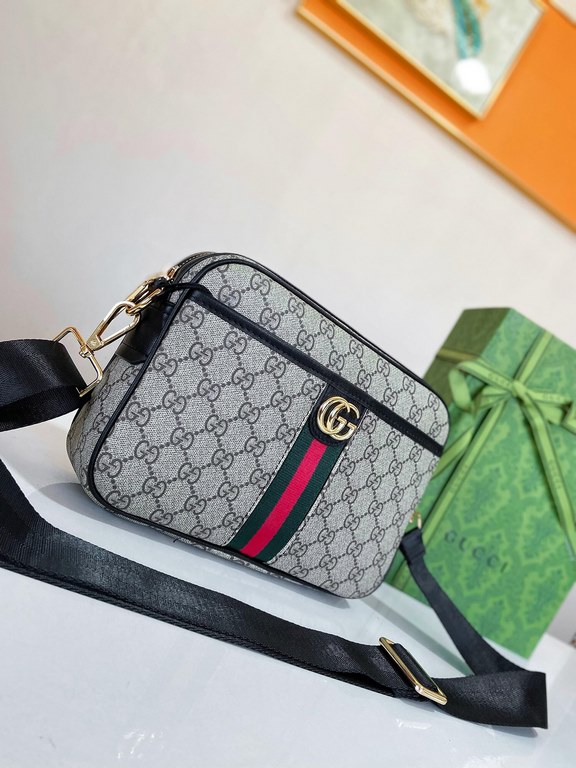 Gucci A122-1 Waist Bag      This waist bag is made of specialized pvc with top-grain cowhide leather, combining casual chic with modern functionality. Ergonomically shaped with an adjustable strap, it can be worn around 