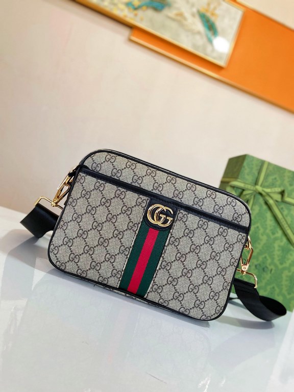 Gucci A122-1 Waist Bag      This waist bag is made of specialized pvc with top-grain cowhide leather, combining casual chic with modern functionality. Ergonomically shaped with an adjustable strap, it can be worn around 