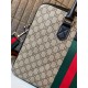 387102 High-end   The new GUCCI Ophidia collection presents a new design briefcase in GG Supreme synthetic canvas, featuring the brand's iconic webbing and double G-shaped hardware. The double handles and detachable shou