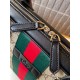 387102 High-end   The new GUCCI Ophidia collection presents a new design briefcase in GG Supreme synthetic canvas, featuring the brand's iconic webbing and double G-shaped hardware. The double handles and detachable shou