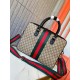 387102 High-end   The new GUCCI Ophidia collection presents a new design briefcase in GG Supreme synthetic canvas, featuring the brand's iconic webbing and double G-shaped hardware. The double handles and detachable shou