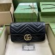 .   Comes with a full set of original green box packaging.  GG Marmont Collection Trimmed Card Case Mini Chain Wallet. The Double G accessory design infuses the brand's contemporary style with a traditional essence, brin