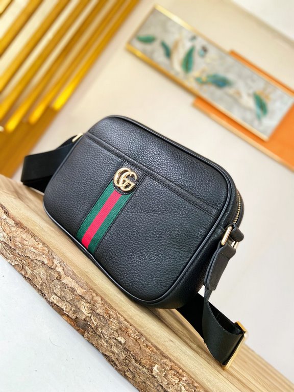 秘秘 [Gucci 】     counter the latest explosion of men's crossbody bags, heavy money to create a new channel goods   energetic   ideal for men's   original hardware  LOGO clear as a bell   top layer of cowhide   Quality is 