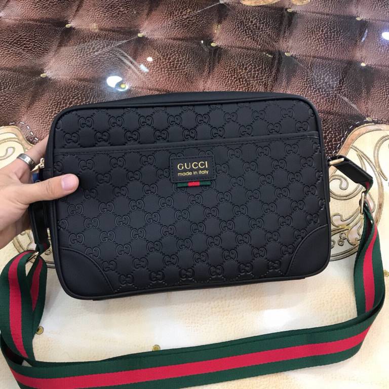 Original quality [large capacity] G family (Model 2367-3) casual shoulder crossbody bag [color] black ~ high-end quality (top workmanship) [material] Gucci GUCCl Generation of new   original imported head layer   cowhide