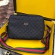 Original quality [large capacity] G family (Model 2367-3) casual shoulder crossbody bag [color] black ~ high-end quality (top workmanship) [material] Gucci GUCCl Generation of new   original imported head layer   cowhide