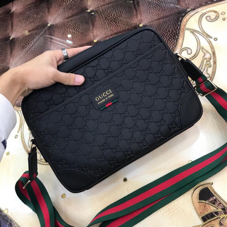 Original quality [large capacity] G family (Model 2367-3) casual shoulder crossbody bag [color] black ~ high-end quality (top workmanship) [material] Gucci GUCCl Generation of new   original imported head layer   cowhide