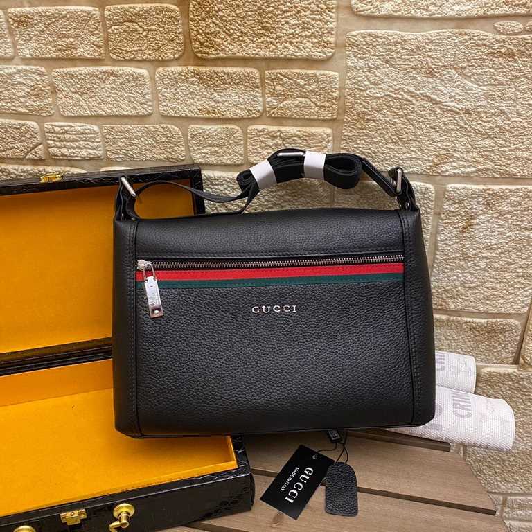 GUCCl Gucci [large capacity] (Model 1313-2) casual crossbody bag [color] black ~ high-end quality (top workmanship) [material] Gucci GUCCl counter purchased new   original imported head layer   cowhide   authentic import