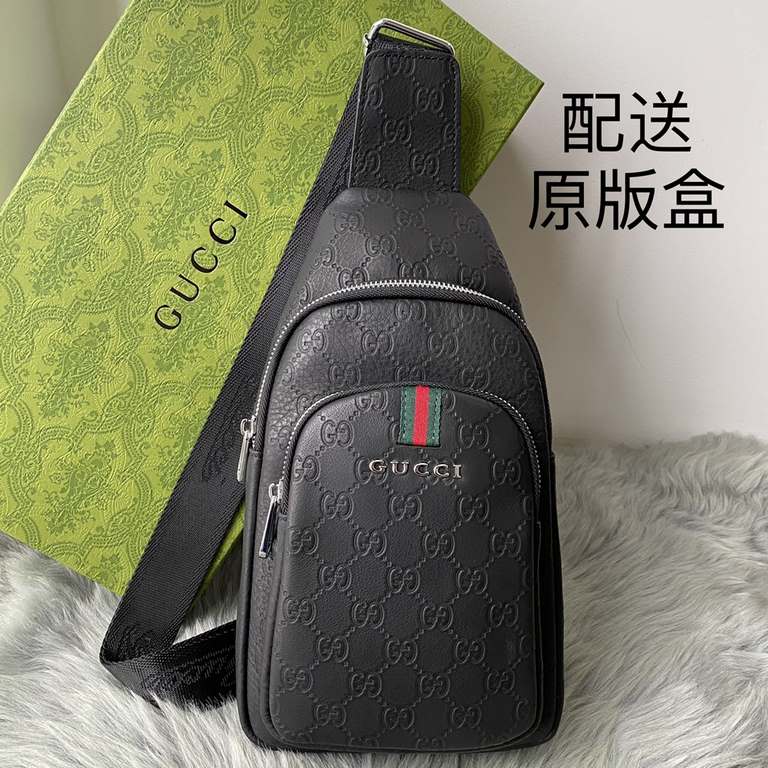 [Distribution of the original box] [Original single goods] [love] Gucci original single authentic new counter with the same high-end men's casual chest bag   workmanship is super refined and elegant. With imported raw ma