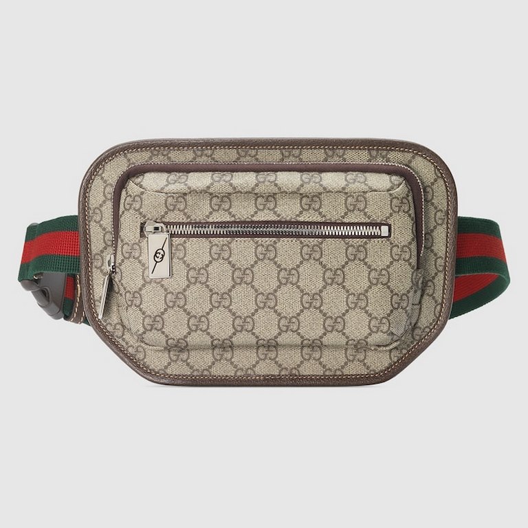 GGG Belt Pouch Model No. 760217Widely used in Gucci's collections, GGG Supreme canvas has become an iconic fabric. On this fanny pack, it's crafted in beige and ebony, injecting a touch of modernity into this accessory.G