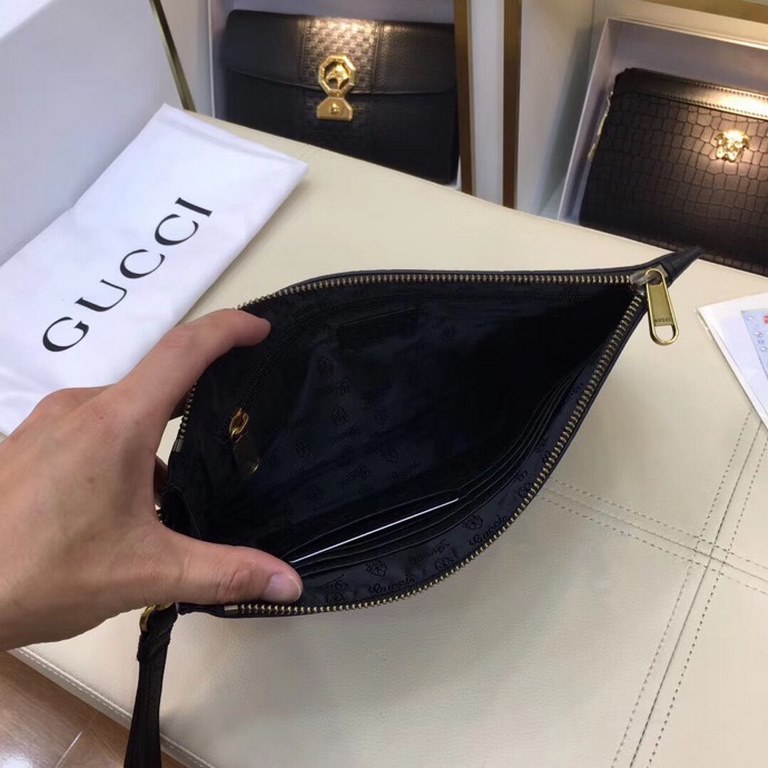 [Original single goods [love] Gucci original single authentic new counter with the same high-end men's casual clutch   workmanship is super refined and elegant. With imported raw materials cowhide counter special hardwar