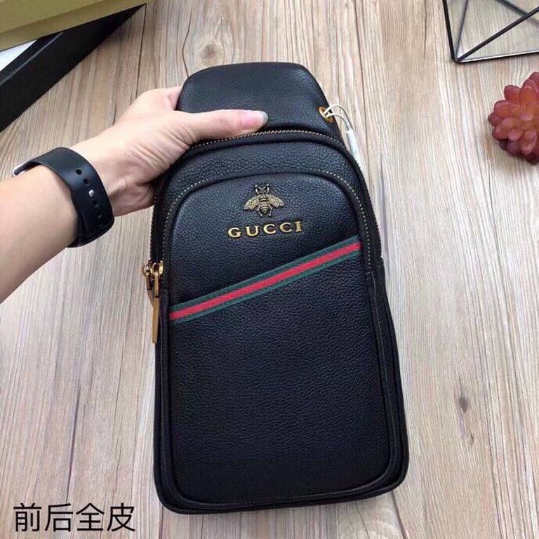 Model 3522-4. G home new chest bag (original single goods) [imported hardware  ] original single, men's casual chest bag   burst models [strong] [strong]   into the enclosure of the first layer of cowhide, high-end gucci