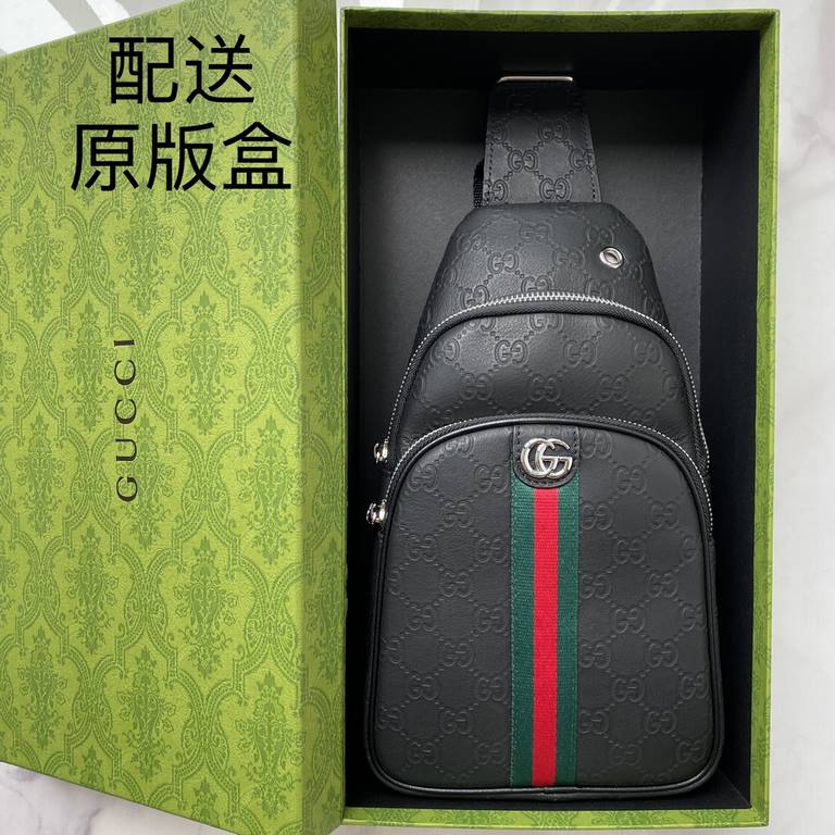 [Distribution of the original box] [Original single goods], [love] Gucci original single authentic new counter with the same high-end men's casual chest bag   workmanship super refined and elegant. Equipped with imported