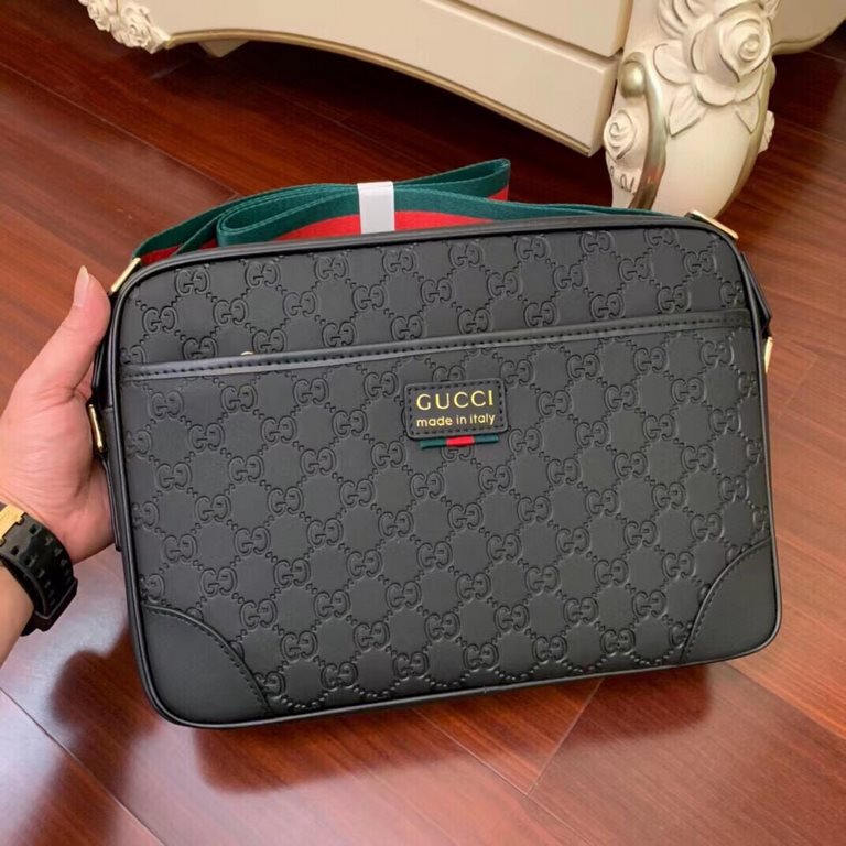 Original single quality [large capacity] G family (Model 0265) casual shoulder crossbody bag [color] black ~ high-end quality (top workmanship) [material] Gucci GUCCl Generation of new   original imported head layer   co