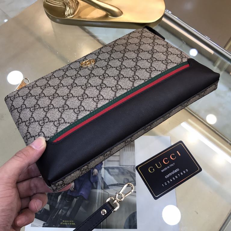 GUCCI Gucci The latest explosion of men's shoulder bags, high-end quality fabrics with imported layer of scalp Leather grain clear leather gloss is excellent, the leather feel soft and comfortable    perfect interpretati