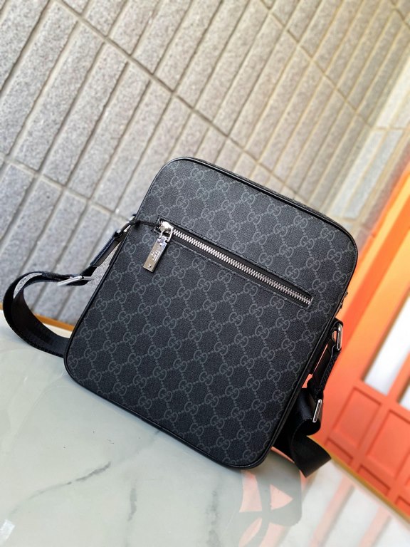 A90-1GUCCI original single head layer cowhide leather briefcase men's bag crossbody bag using exquisite inlay fine work, classic hundred physical photography original fabrics high-end quality with dust bag Size 23  26  6