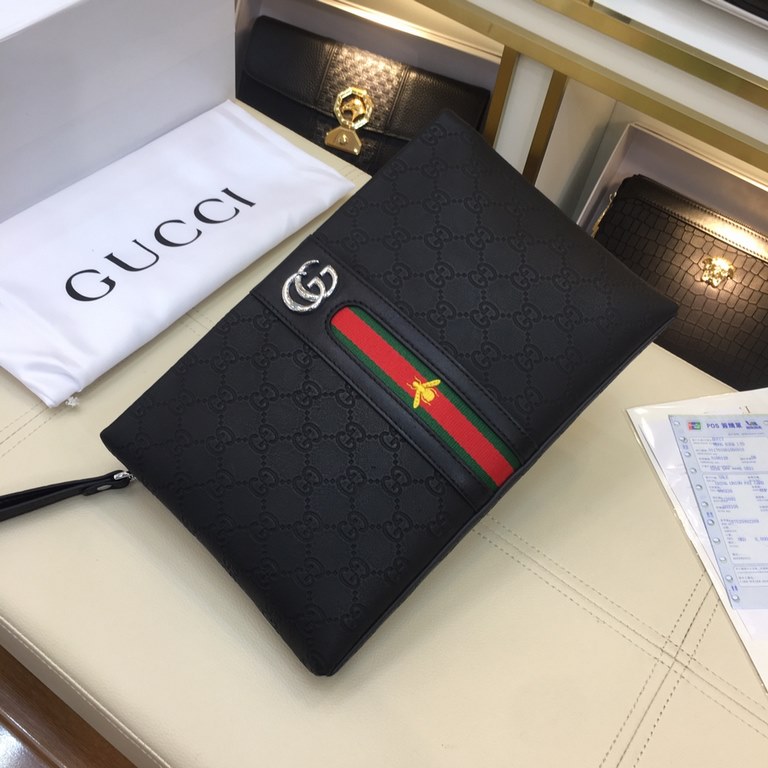 [Original single goods [love] Gucci original single authentic new counter with the same high-end men's casual clutch   workmanship is super refined and elegant. With imported raw materials cowhide counter special hardwar