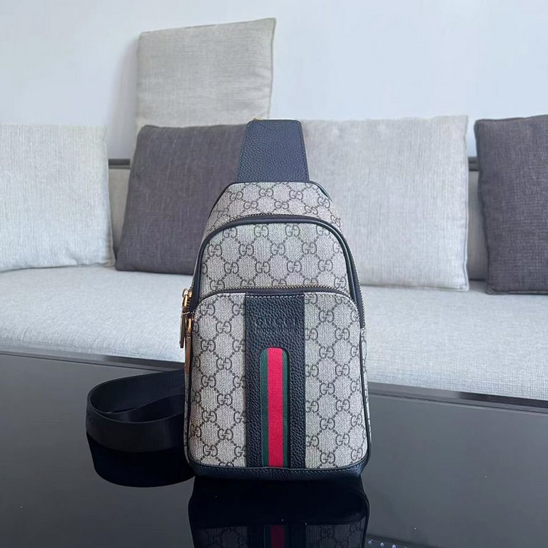 Exclusive  [Original Goods] Gucci GUCCI Chest BagSize 18-31-5Counter new    heavy hit replica   original leather replica   leather super soft   super large capacity   customized counter original hardware  smooth zipper  