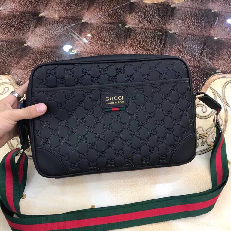 Original quality [large capacity] G family (Model 0265) casual shoulder crossbody bag [color] black ~ high-end quality (top workmanship) [material] Gucci GUCCl generation purchase new   original imported head layer   cow