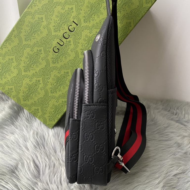 [Distribution of the original box] [Original single goods] [love] Gucci original single authentic new counter with the same high-end men's casual chest bag   workmanship is super refined and elegant. With imported raw ma