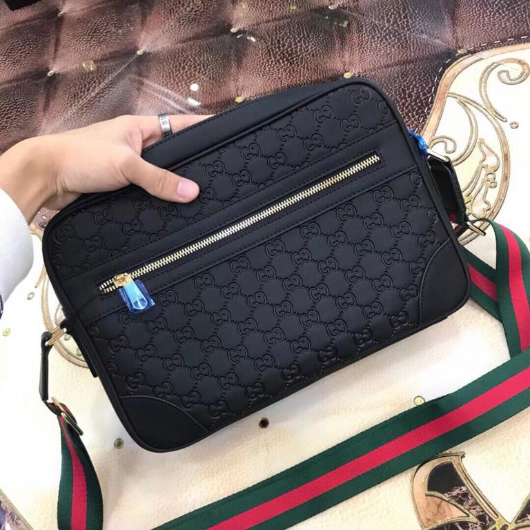 Original single quality [large capacity] G family (Model 0265) casual shoulder crossbody bag [color] black ~ high-end quality (top workmanship) [material] Gucci GUCCl Generation of new   original imported head layer   co