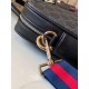 387102 High-end   The new GUCCI Ophidia collection presents a new design briefcase in GG Supreme synthetic canvas, featuring the brand's iconic webbing and double G-shaped hardware. The double handles and detachable shou