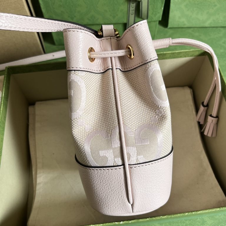 .   With a full set of original green box packaging  Ophidia Series Super Double G Mini Bucket Bag. Ophidia's Super Double G canvas comes in a classic and timeless color combination of light pink and camel, a reference t